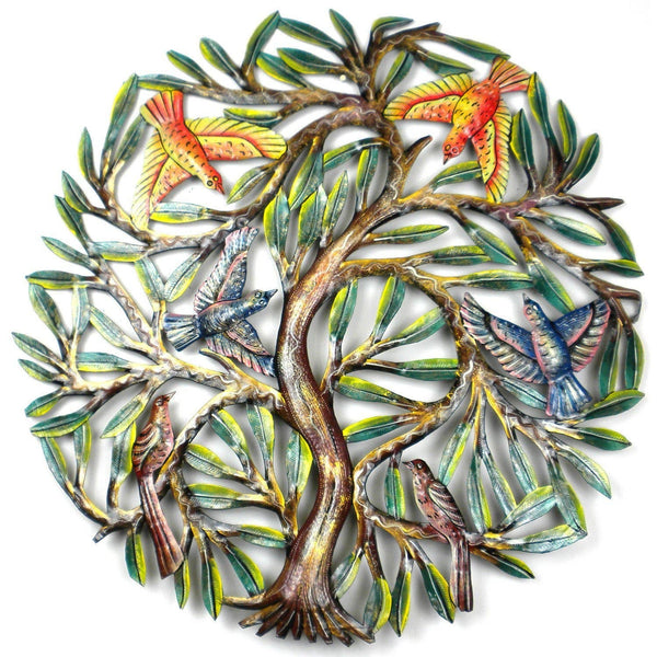 "Tree of Life With Flock of Birds" Metal Wall Art