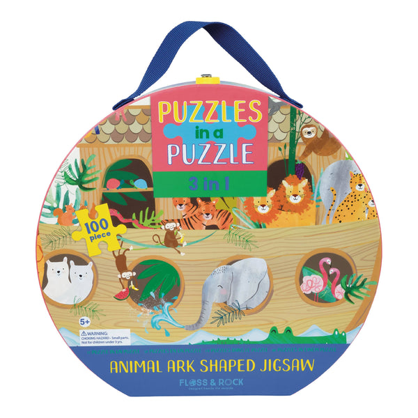 100 Piece "3 in 1 Puzzle in a Puzzle" Animal Ark