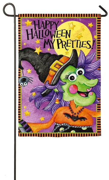 "Happy Halloween My Pretties" Witch Garden Flag