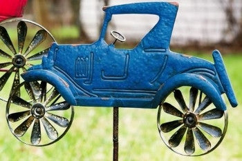 "Open Road Vintage Car" Kinetic Garden Stake