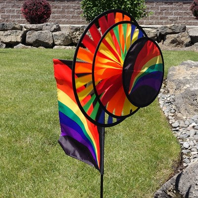 "Rainbow" Dual Wheel Spinner with Garden Flag
