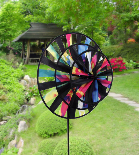 "Tie Dye" Triple Wheel Wind Garden Spinner