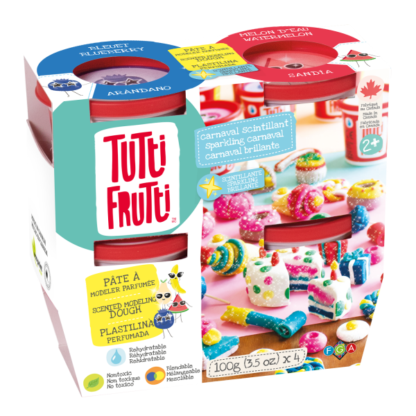 "Tutti Frutti" 4 Pack Sparkling Scented Modeling Dough