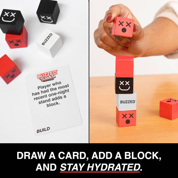 "Buzzed™ Tower: - Block Stacking Challenge Drinking Game