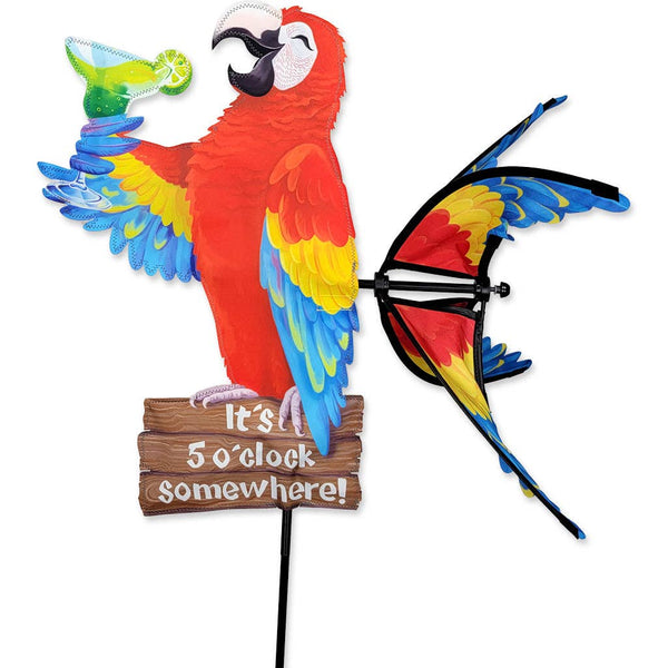 20 Inch "It's 5 O'Clock Somewhere"  Island Parrot Garden Spinner