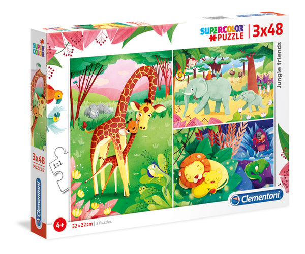 "Jungle Friends" 3 x 48 Pieces Super Color Puzzle