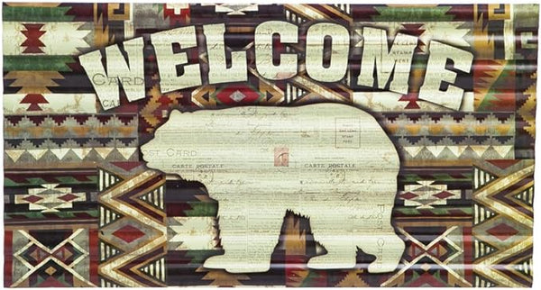 "Welcome Bear" Corrugated Metal Sign