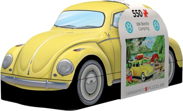 "VW Beetle Camping" Jigsaw Puzzle in a Collectible Shaped Tin
