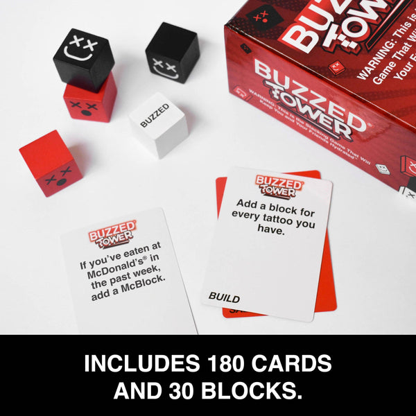 "Buzzed™ Tower: - Block Stacking Challenge Drinking Game