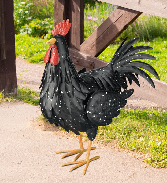 "Black" Large Rooster Garden Decor