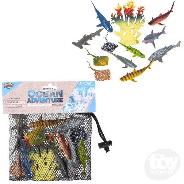 "Sharks & Rays" in a Mesh Bag Playset