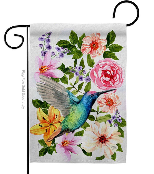 Hummingbird Floral Garden Flag