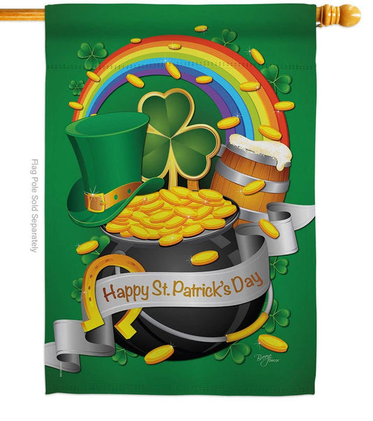 "Happy St. Patrick's Day" Pot O' Gold Flag