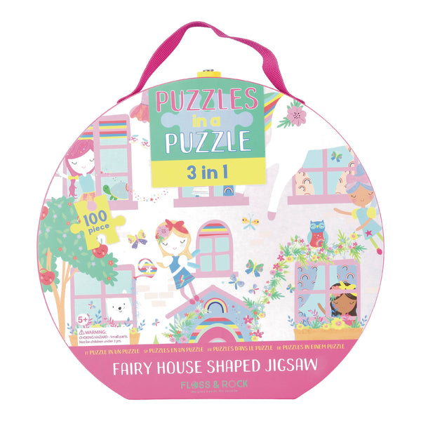 100 Piece "3 in 1 Puzzle in a Puzzle" Rainbow Fairy House