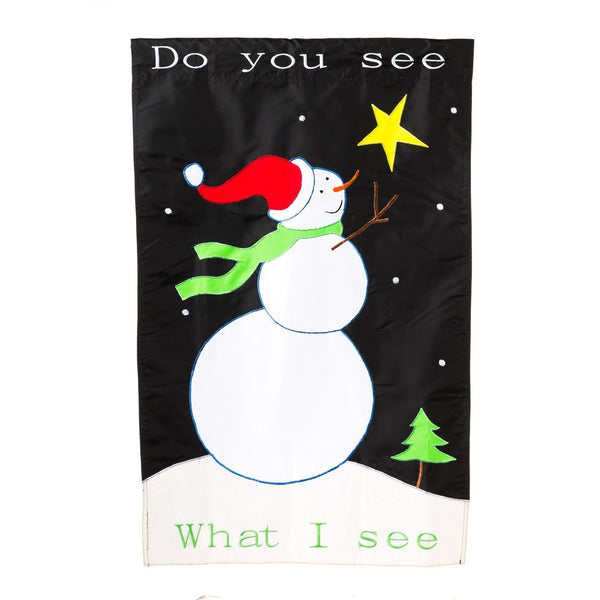 "Do You See What I See" Snowman Appliqued Flag