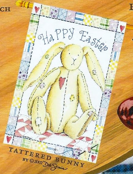 "Happy Easter" Tattered Bunny Flag