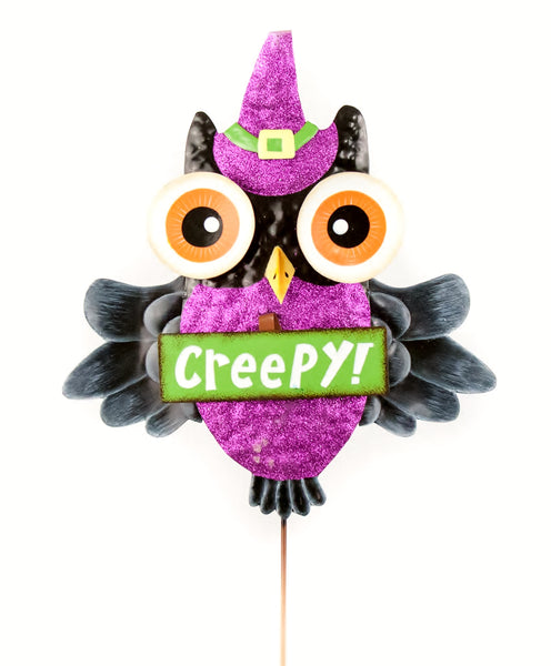 "Creepy !" Halloween Owl Garden Stake