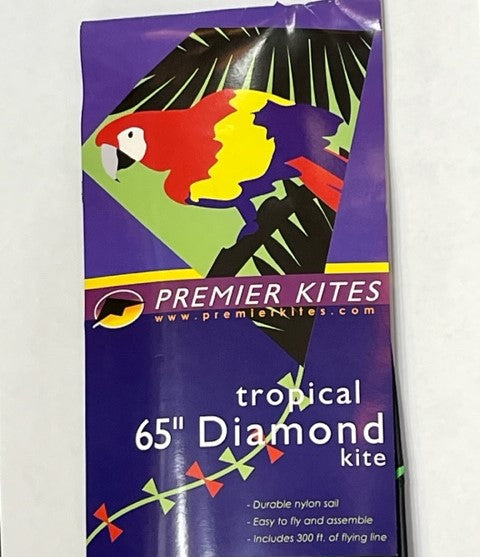 65 Inch "Tropical Parrot" Diamond Kite with Flying Line
