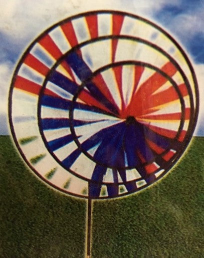 "USA (Red, White & Blue)" Triple Wind Wheel Garden Spinner